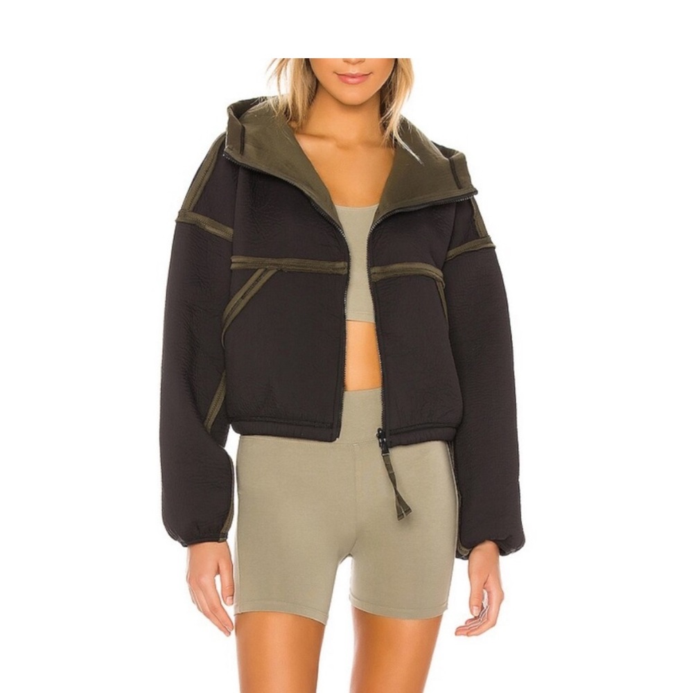 Free people movement reversible jacket one side black other side olive